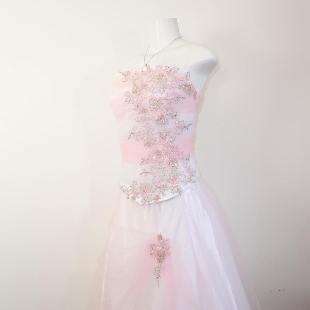 alyce pink tulle prom dress floral sequin ballgown y2k princess size 16 - Picture 8 of 8